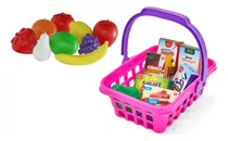 Cestinha De Supermercado Brinquedo Cozinha Infantil + Frutas