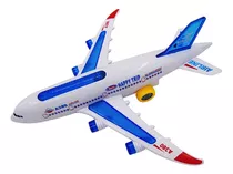 Avião Miniatura Brinquedo Fricção Acende Luzes E Som Pilha