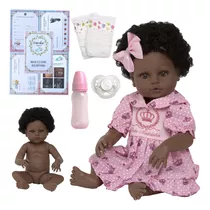 Bebe Tipo Reborn Baby Negra Realista Vários Acessórios Fofa