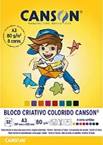 Bloco Colorido Infantil 8 Cores 32fls A3 80g/m2 Canson