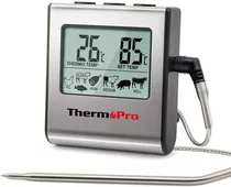 Termometro Digital Cocina Con Sonda Carnes Premium Color Gris Thermopro Tp-16