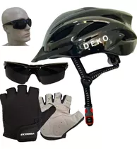 Capacete Ciclismo Led Bicicleta Luva Meio Dedo Bike 