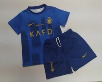 Conjunto Futbol Para Niños Azul Ronaldo Al Nassr Nueva 2023