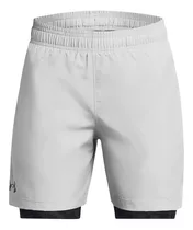 Shorts 2 En 1 Ua Para Niño Gris Under Armour