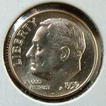 1959 D Roosevelt Dime Plata 10c Centavos Antigua Proof Gem A