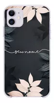 Capa Capinha Personalizada Com Nome Floral Black