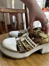 Zapatos De Mujer Blanco Y Dorado 37/38