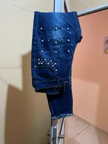 Pantalón Jean Mujer Con Perlas - Importado