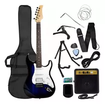 Guitarra Electrica Stratocaster Amplificador Azul Negro Color Azul/negro Material Del Diapasón Maple Orientación De La Mano Diestro