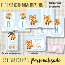 Kit Imprimible Básico Cumple Zorrito Mod.8 Fox Baby Shower