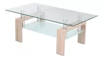 Mesa Ratona De Living Rectangular De Vidrio 100x60cm Ana Color Marrón Claro