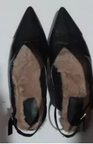 Sandalia Zapato Sueco Dama Punta Negro Con Piel Sintética 