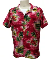 Camisa Masculina Hawaiana Vermelha Hawai 0054(verif Medidas)