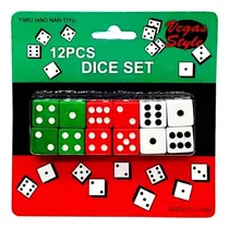 Kit 12 Dados Coloridos Jogo Tabuleiro Verde Vermelho Branco