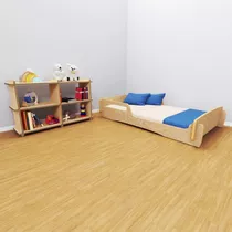 Cama Montessori 1,40 + Organizador De Juguetes 2x2 Roble