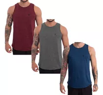 Kit 3 Camisetas  Masculinas Regata Dry Fit Passeio E Treino