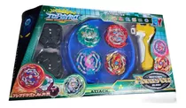 Kit 4 Beyblade Peão Tornado Led Metal Arena Vermelho Ou Azul