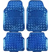 Cubre Alfombras Metalizadas Tuning 4 Piezas Rojo Azul Plata