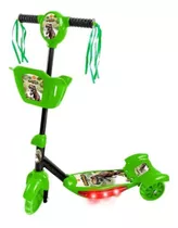 Patinete Infantil Musical Verde 3 Rodas Com Luzes Dinossauro