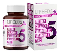 Lifeed5 Biotina, Colágeno, Vitamina B5 Y E, Zinc C/45 Cáps Sabor Sin Sabor