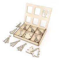 Set 24 Chirimbolos Adornos Navidad Madera Decorar C/caja