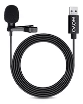 Movo M1 Usb Lavalier Lapelier Microfono Omnidireccional Con Clip Para Computadora Portatil, Pc Y Mac, Perfect Podcasting Color Negro