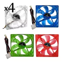 Cooler Fan Led Kit C/ 4 Verde Vermelho Azul Alto Brilho 12cm