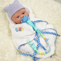 Brastoy Bebê Reborn Boneca Silicone Solido Azul Menino 40cm 