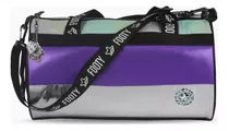 Bolso Tubo Deportivo Metalizado Juvenil Footy Fashion Color Violeta Rayado