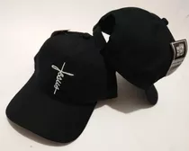 Gorro Con Visera Jesús Vertical Negro Ropa Cristiana Uruguay