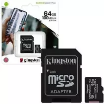 Memoria 64 Gb Kingston Canvas Plus Microsd 100mb/s Clase 10