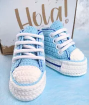 Zapato Para Bebe De 0 A 3 Meses,tipo Converse Tejido Crochet