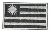 Parche Insignia Bordada Bandera Uruguay Negra Velcro 8x5 Cm