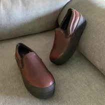 Panchas Zapatillas De Mujer De Cuero Vacuno Con Plataforma