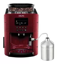 Cafetera Expreso Super Automática Krups + Accesorio Leche Color Rojo