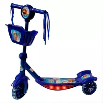 Patinete Infantil  3 Rodas  Luzes Led Sons E Cesto Cor Azul