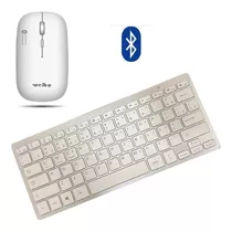 Kit Teclado Mouse Bluetooth iMac iPad Android Phone Celular Cor Do Mouse Branco Cor Do Teclado Branco