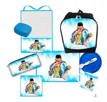 Set Jardin Infantes C/ Mochila Personalizado Messi Argentina