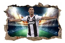 Vinilos Efecto 3d Pared Rota Futbol Ronaldo - 1m X 60cm