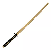 Bokken De Madera Clara, Mango Encordado, Con Tsuba