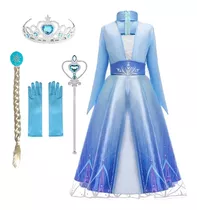 Disfraz Niñas Princesa Disney Personaje Frozen Elsa + 4 Acce