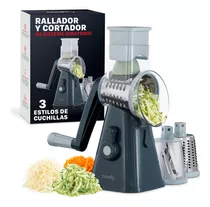 Rallador Y Cortador Giratorio Para Verduras Y Queso Cookify 3 En 1: Cabezales Intercambiables Para Picar, Cortar En Espiral. Ergonómico, Seguro, Duradero. Ideal Para Comidas Saludables.