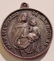Medalla María Virgen Del Rosario De San Nicolas 27mm Alpaca 