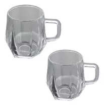 Set 2 Tazas Hexagonales Geométricas Vidrio 350ml