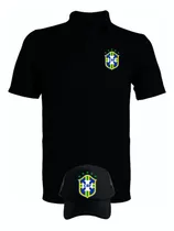 Camiseta Tipo Polo Brasil Obsequio Gorra Serie Black