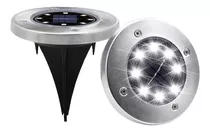 Foco Luz Solar Para Jardin Piso Embutir A Bateria 8 Led Ax ® Color De La Luz Blanco Frío