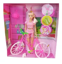 Boneca Joyce Bike Acessórios Brinquedo Estilo Barbie Meninas