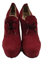 Zapatos Tipo Zuecos Altos Rojos De Gamuza Talle 38 Oferta