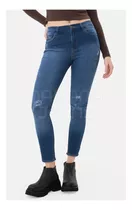 Chupín Crop Azul Elastizado Con Roturas Nahana Jeans