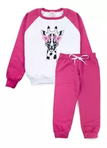 Conjunto Infantil Feminino Moletom Girafa Com Óculos Pink